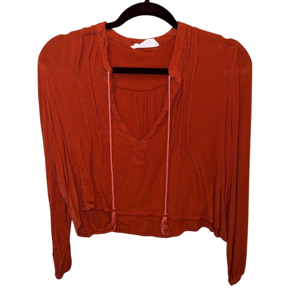 American Threads Long Sleeve Red Orange Top
